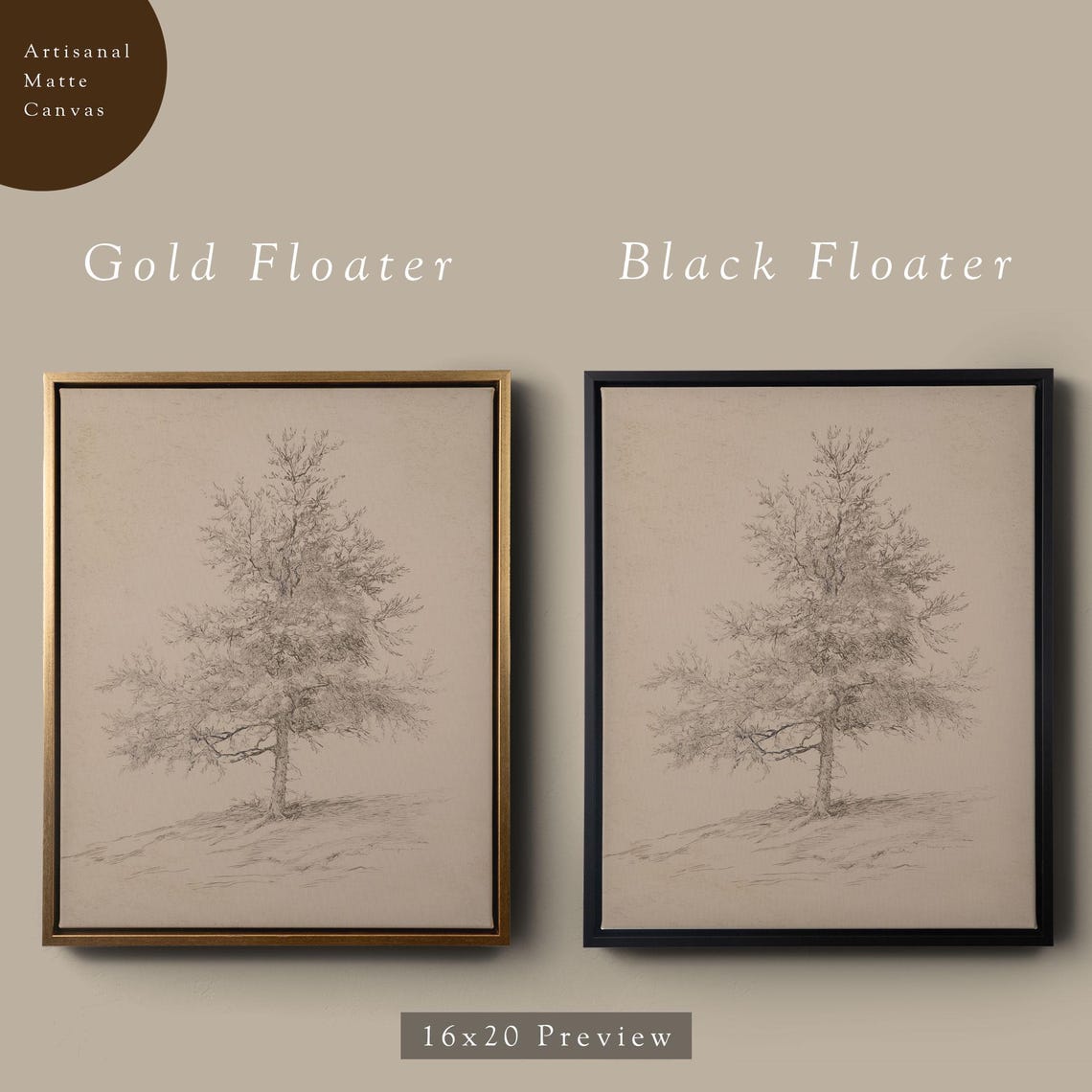 Vintage Pine Tree Sketch Neutral Botanical Art Vertical Poster - Image 5
