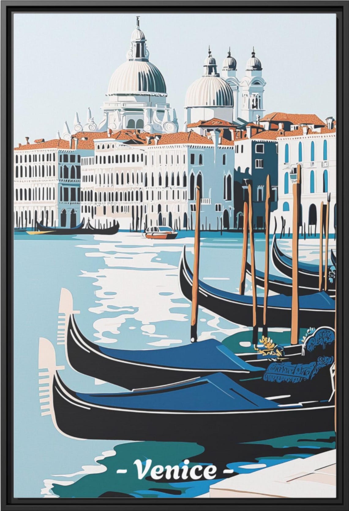 Venice Gondolas Grand Canal Vintage Italian Travel Wall Poster