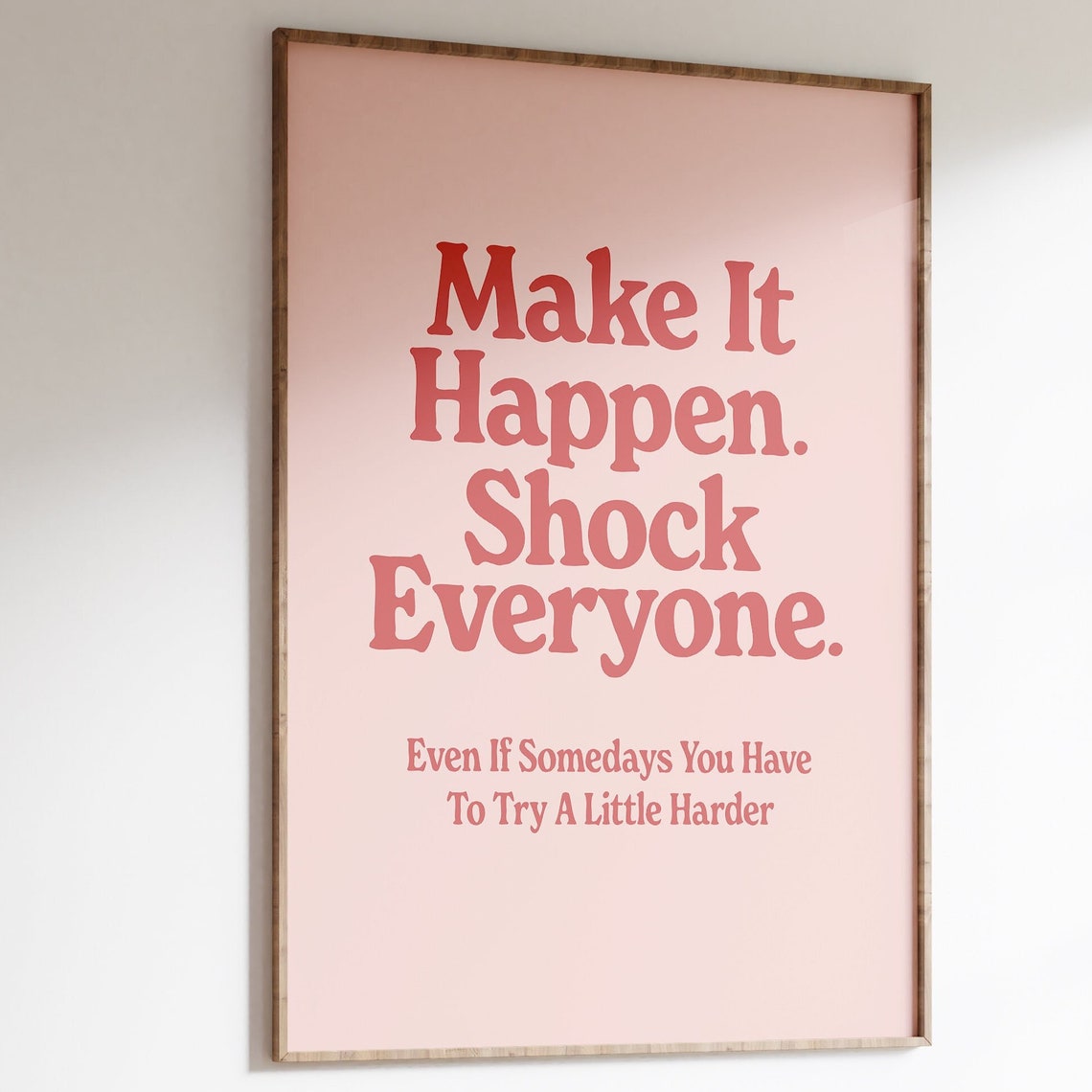Make It Happen Wall Print Retro Motivation Poster Positive Typographic Art Daily Affirmation Art Printable Wall Art Motivational Decor
