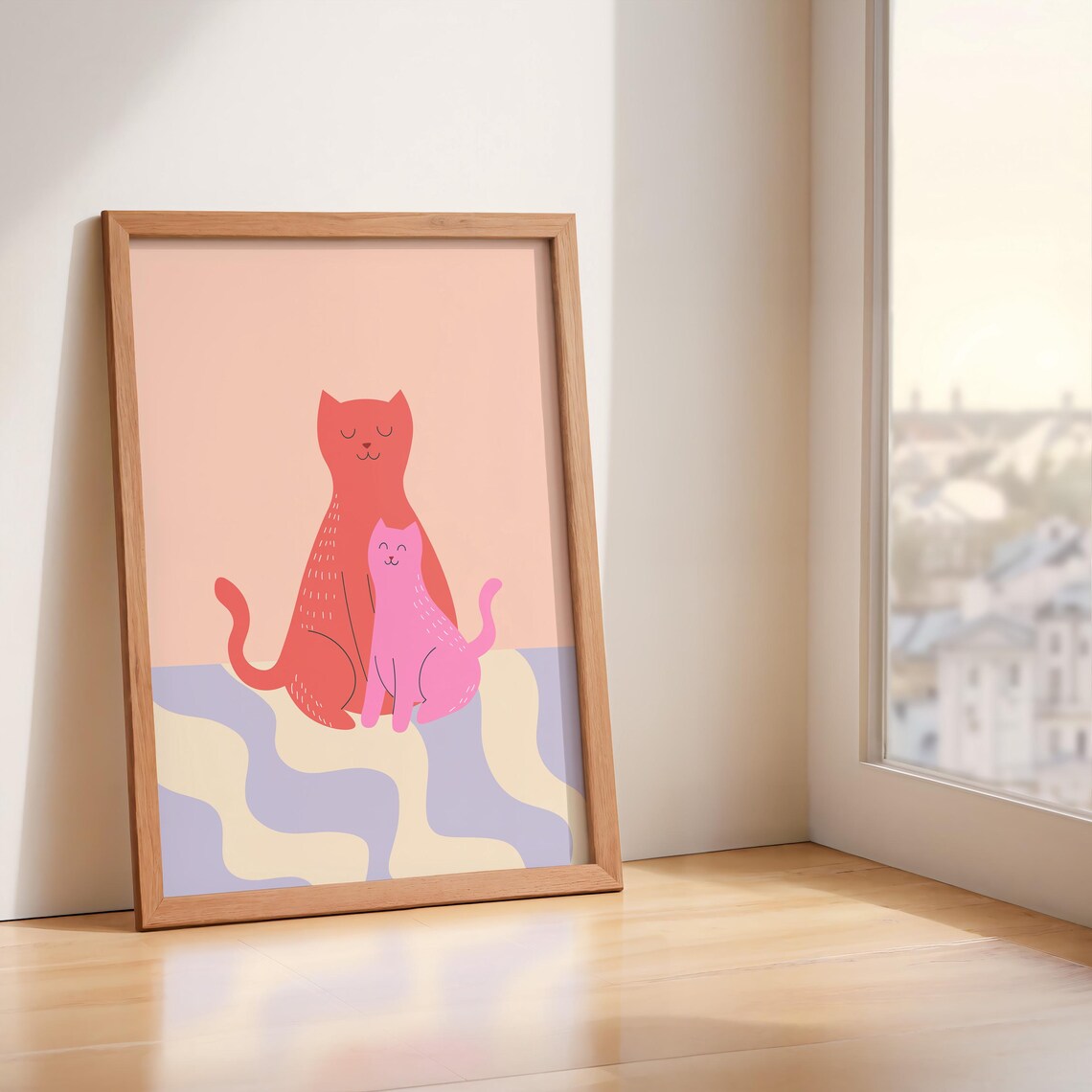 Pink Cat Print, Colorful Playroom Nursery Poster - Image 4