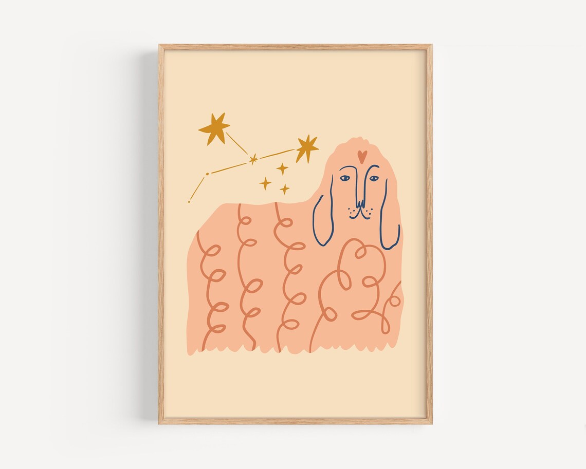 Happy Dog Boho Kids Poster, Retro Nursery Decor - Image 4