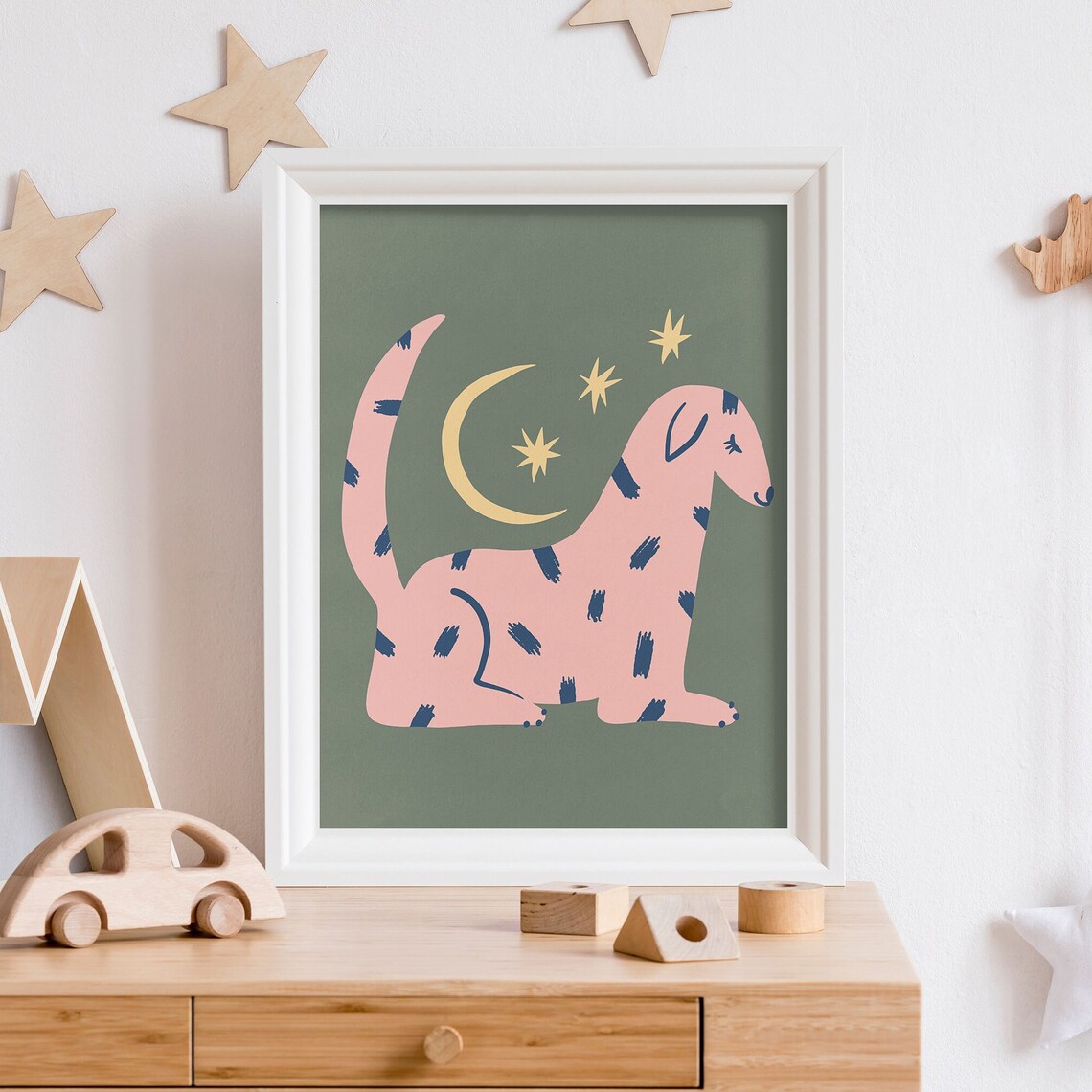 Dreamy Dog Kids Print, Retro Nursery Decor - Image 5