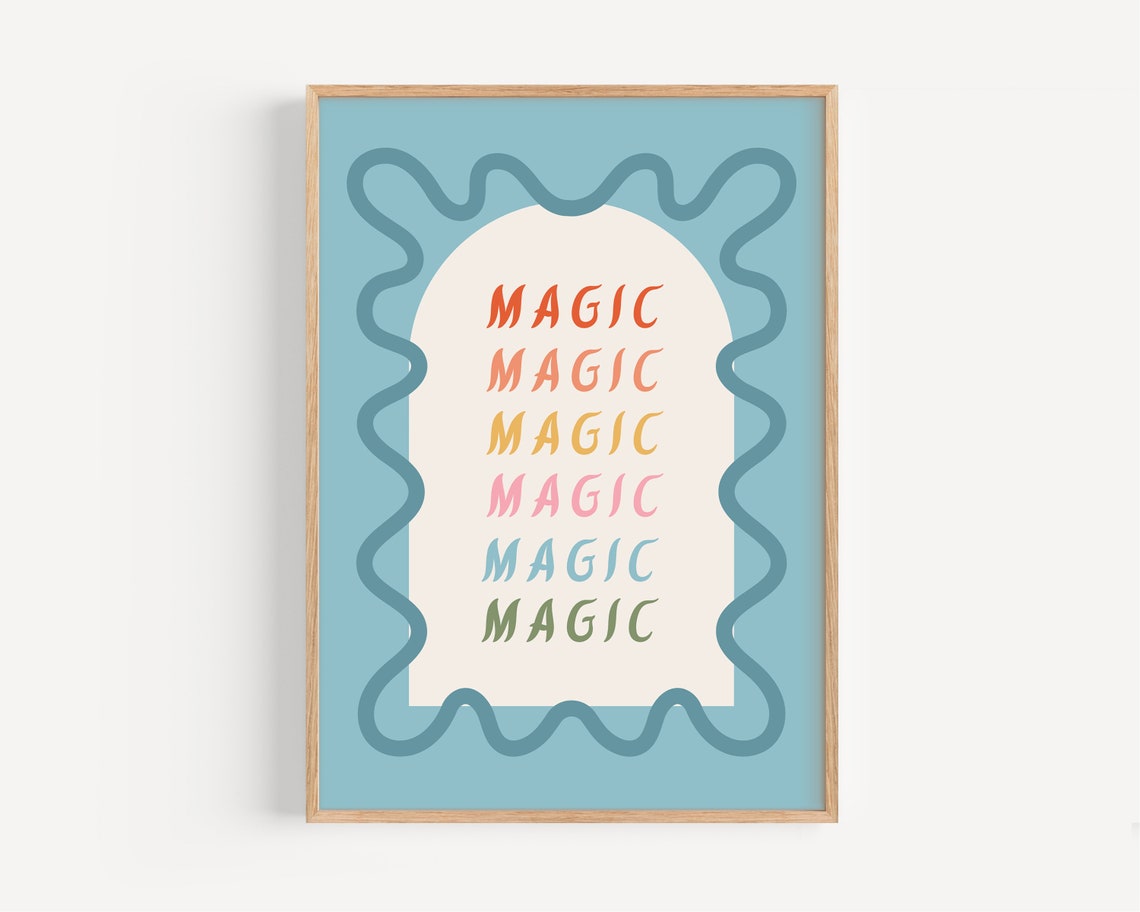 Blue Magic Print Colorful Kids Poster Toddler Bedroom Wall Art Funky Boho Playroom Retro Nursery Decor Cool Typography - Image 4
