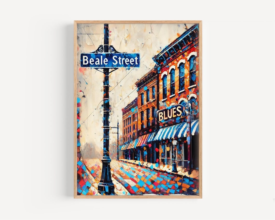 Memphis Beale Street Blues Colorful Tennessee Urban Art Print