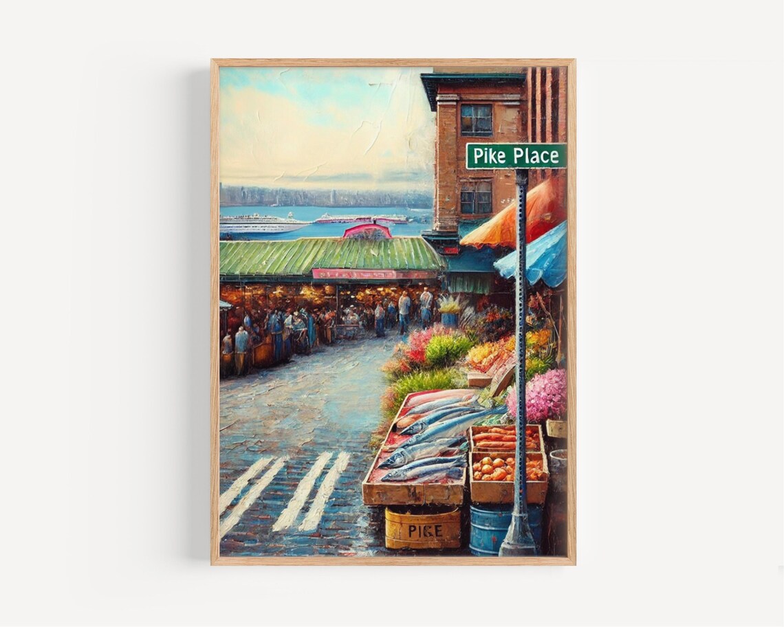 Seattle Pike Place Personalized Travel Poster
