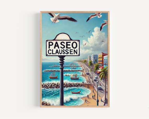 Mexico Wall Art Paseo Claussen Print Travel Poster Mexican Decor Housewarming Giftcolorful Printunique Gift Ideas