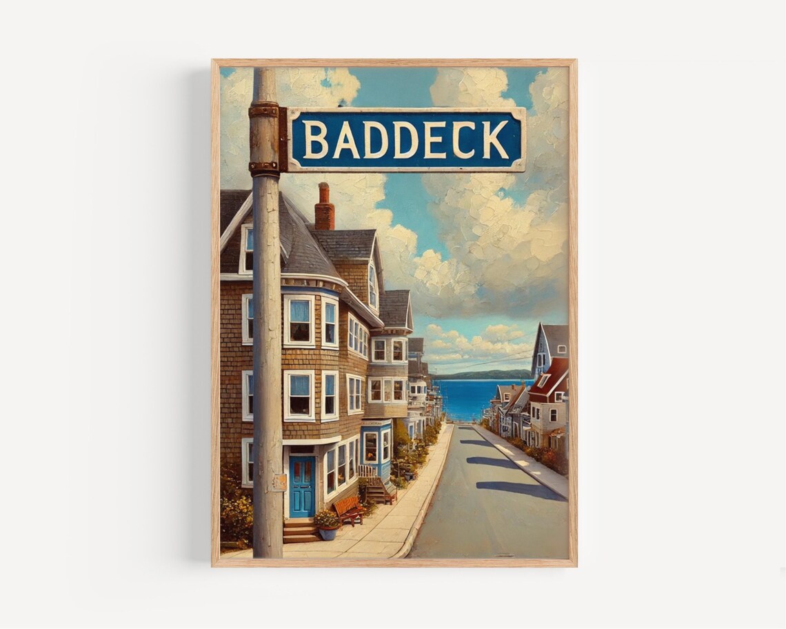 Baddeck Nova Scotia Harbor Street Painterly Coastal Town Poster