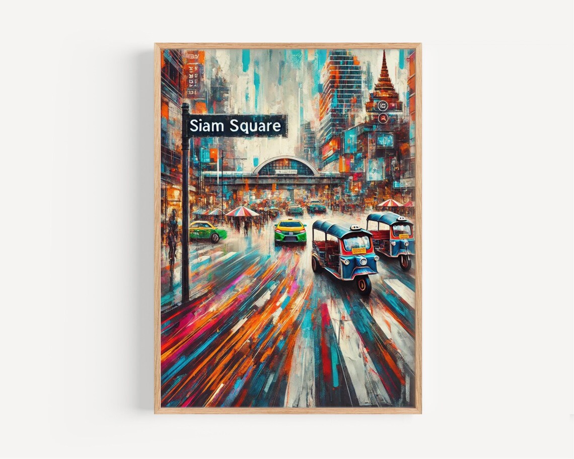 Siam Square Bangkok Thailand Tuk Tuk Street Scene Art Poster
