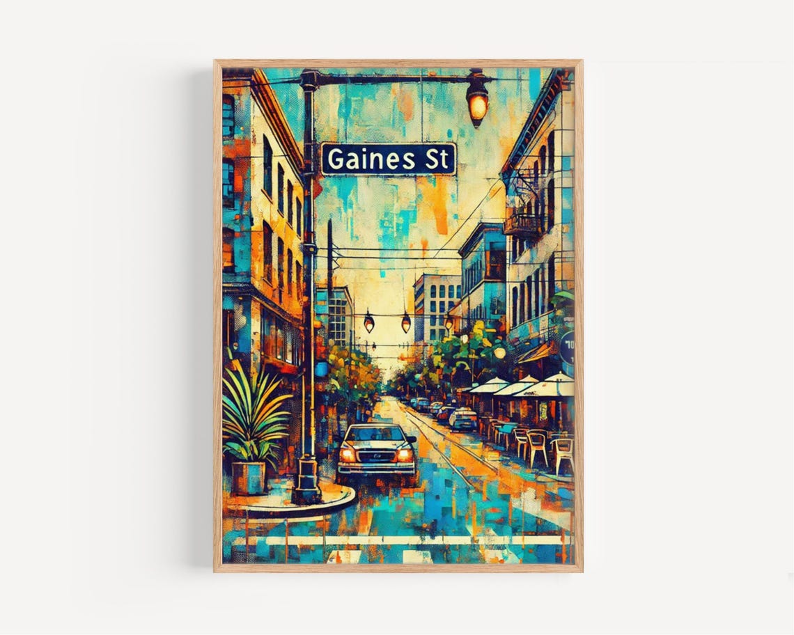 Gaines Street Art Print Tallahassee Florida Travel Poster