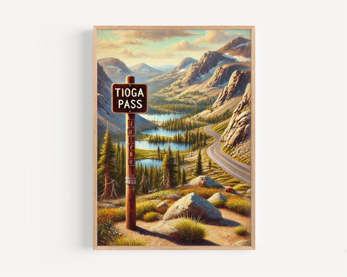 Tioga Pass Yosemite Mountain Lakes Winding Scenic Route Poster