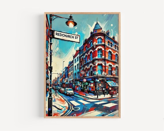 Redchurch Street London Shoreditch Colorful Street Scene Poster