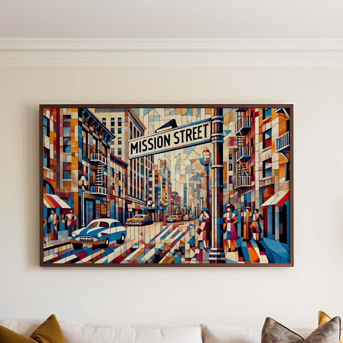 Mission Street Cubist San Francisco Cityscape Street Scene Poster