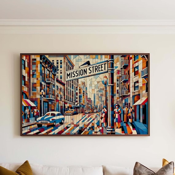 Mission Street Cubist San Francisco Cityscape Street Scene Poster