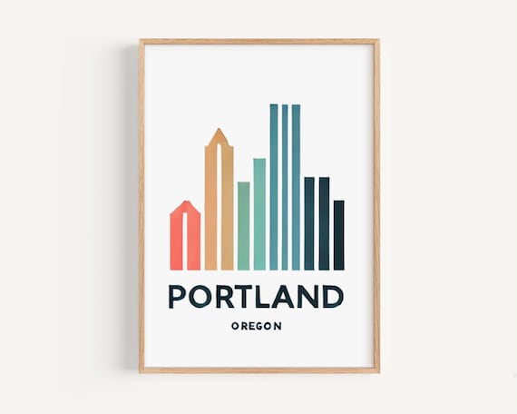 Portland Oregon Gradient Skyline Graphic Minimalist Art Poster