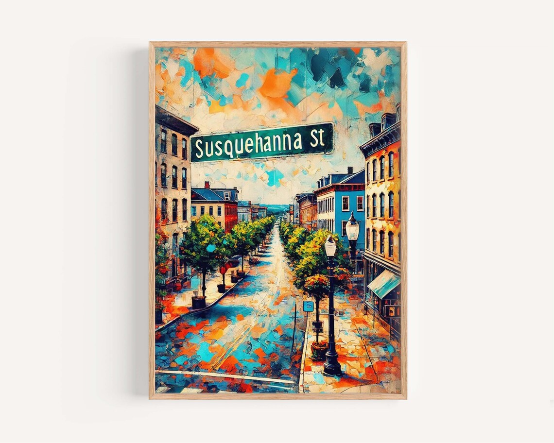 Susquehanna Street Harrisburg Colorful Cityscape Painting Poster