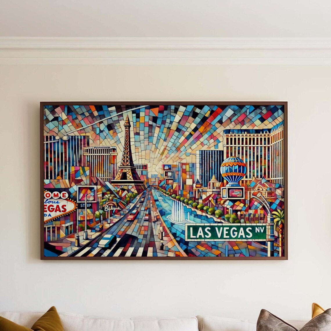 Las Vegas Nevada The Strip Mosaic Style Cityscape Panorama Poster