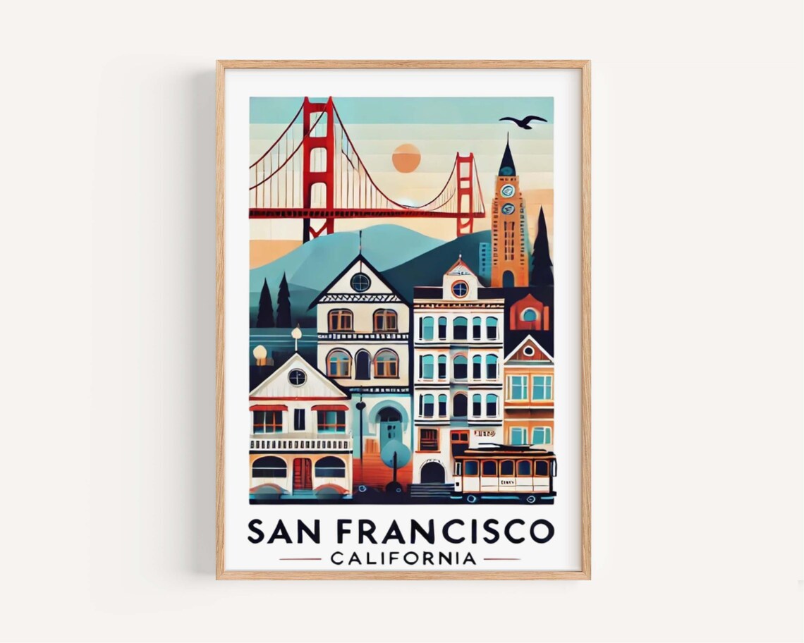 San Francisco Travel Poster, Modern Cityscape Art Print