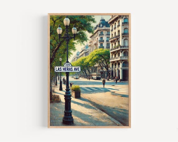Buenos Aires Street Art Print Las Heras Avenue Travel Poster