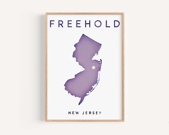 Freehold New Jersey State Map Minimalist Modern Decor Wall Art