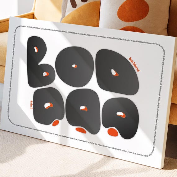Modern Halloween Typography Canvas Wall Art Minimalist Boo Doo Pop Print For Spooky Home Seasonal Decor