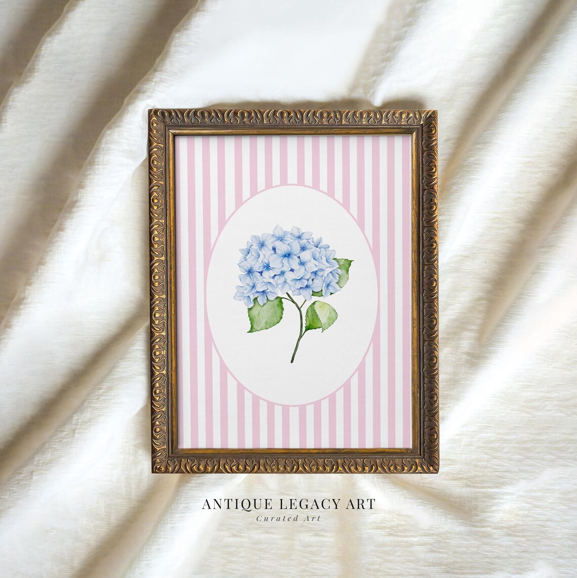 Blue Hydrangea Watercolor Painting Print Botanical Flower Wall Art
