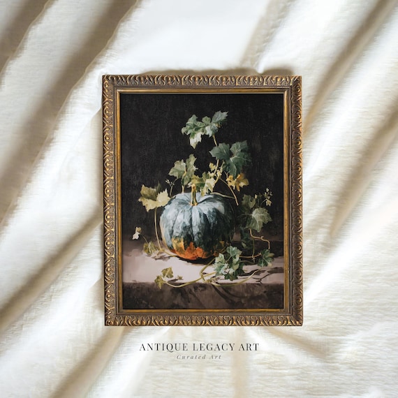Fall Pumpkin Painting Print Rustic Autumn Botanical