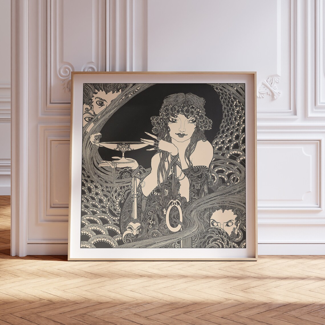 Circe Vintage Art Nouveau Woodblock Art Print, John Austen