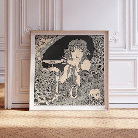 Circe Vintage Art Nouveau Woodblock Art Print, John Austen