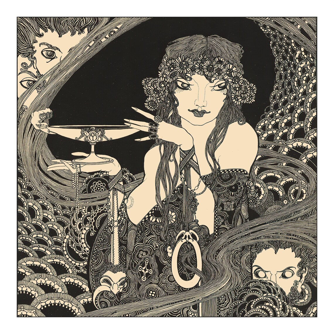 Circe Vintage Art Nouveau Woodblock Art Print, John Austen - Image 2