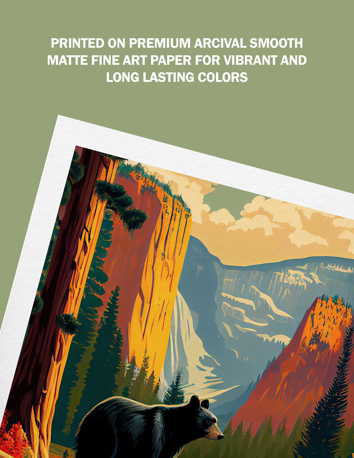 Yosemite Vintage Travel Poster, USA Landscape - Image 3