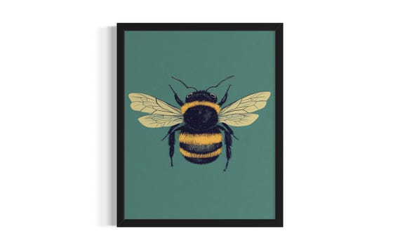 Bee Insects Poster Art Print Kitchen Wall Original Painting Artwork Decor
