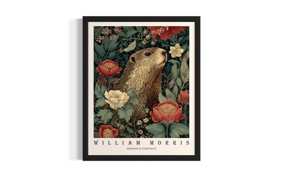 William Morris Groundhog Floral Portrait Vintage Botanical Poster