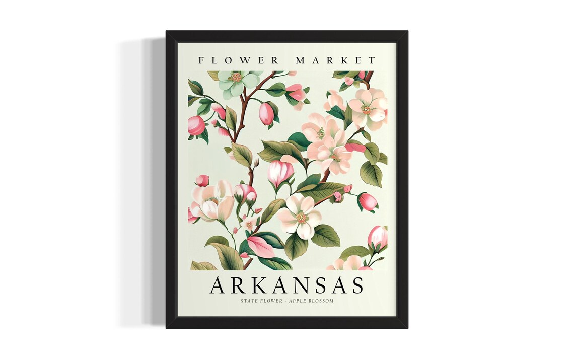 Flower Market Arkansas State Flower Apple Blossom Botanical Poster