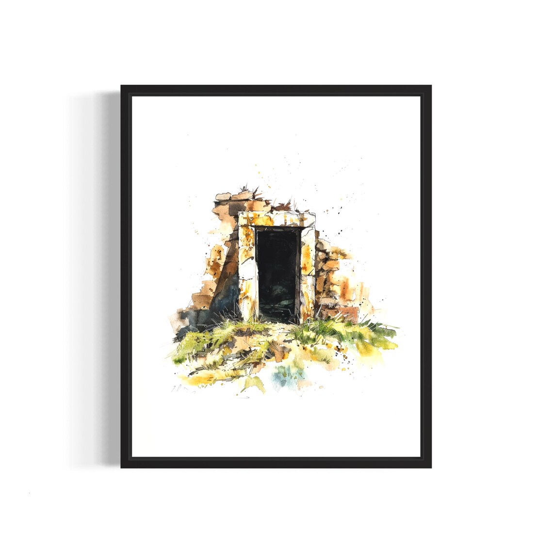 Reverent Empty Tomb of the Resurrection at Dawn Watercolor Poster