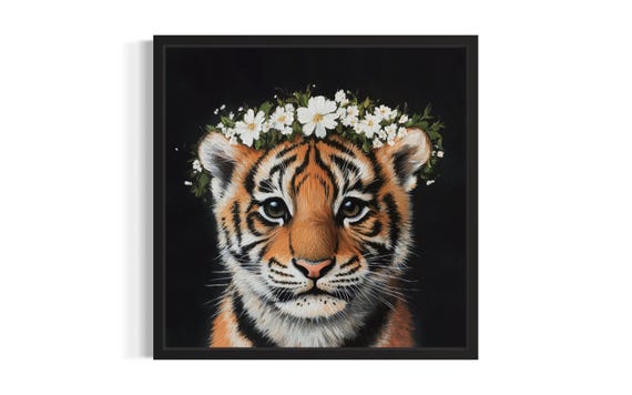 Tiger Nursery Animal Art Print, Living Room Decor