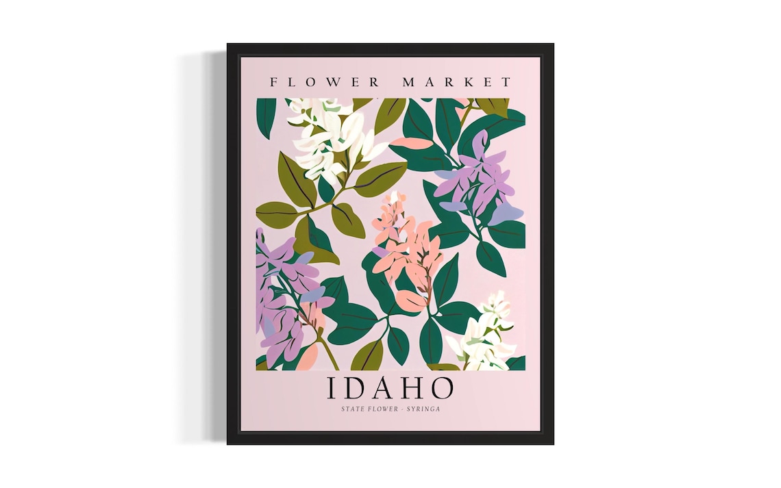 Idaho Flower Market Syringa State Flower Botanical Pink Poster