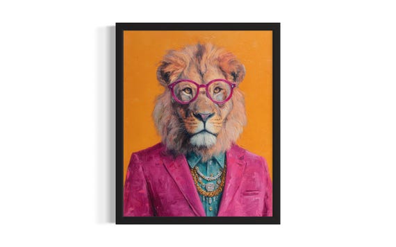 Lion Animal Poster Art Print Living Room Wall Original Painting Artwork Decor