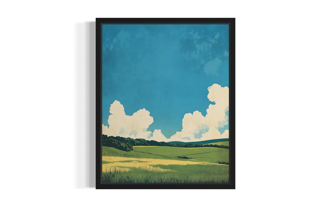 Kentucky Rolling Green Pasture Hills Peaceful Landscape Art Poster