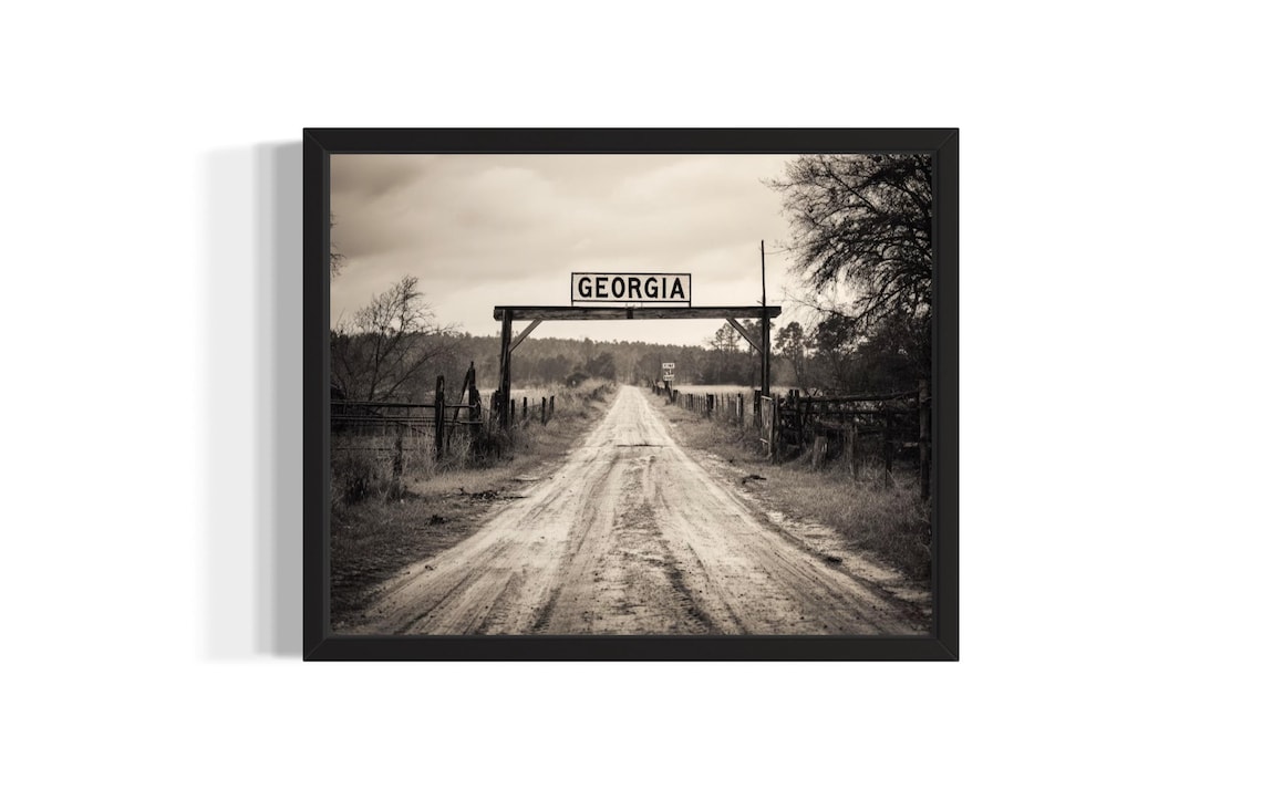 Georgia Ranch Gate Country Road Sepia Toned Western Photo Wall Art
