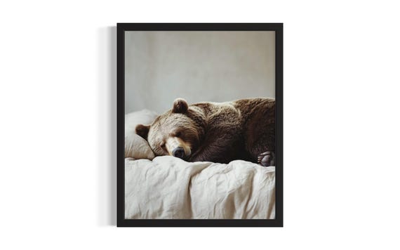 Brown Bear Animal Bedroom Poster Art Print Wall Original Painting Artwork Decor