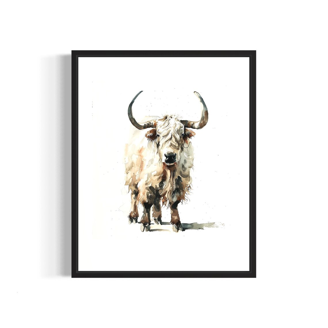 Himalayan Yak Bull Watercolor Highland Animal Portrait Poster