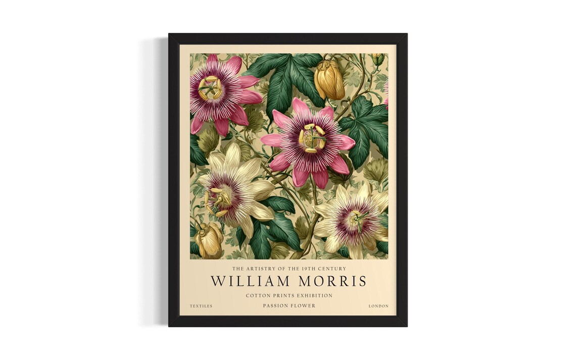 William Morris Passion Flower Vintage Botanical Floral Art Poster