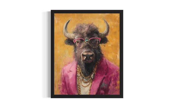 Bison Animal Poster Art Print Living Room Wall Original Painting Artwork Decor