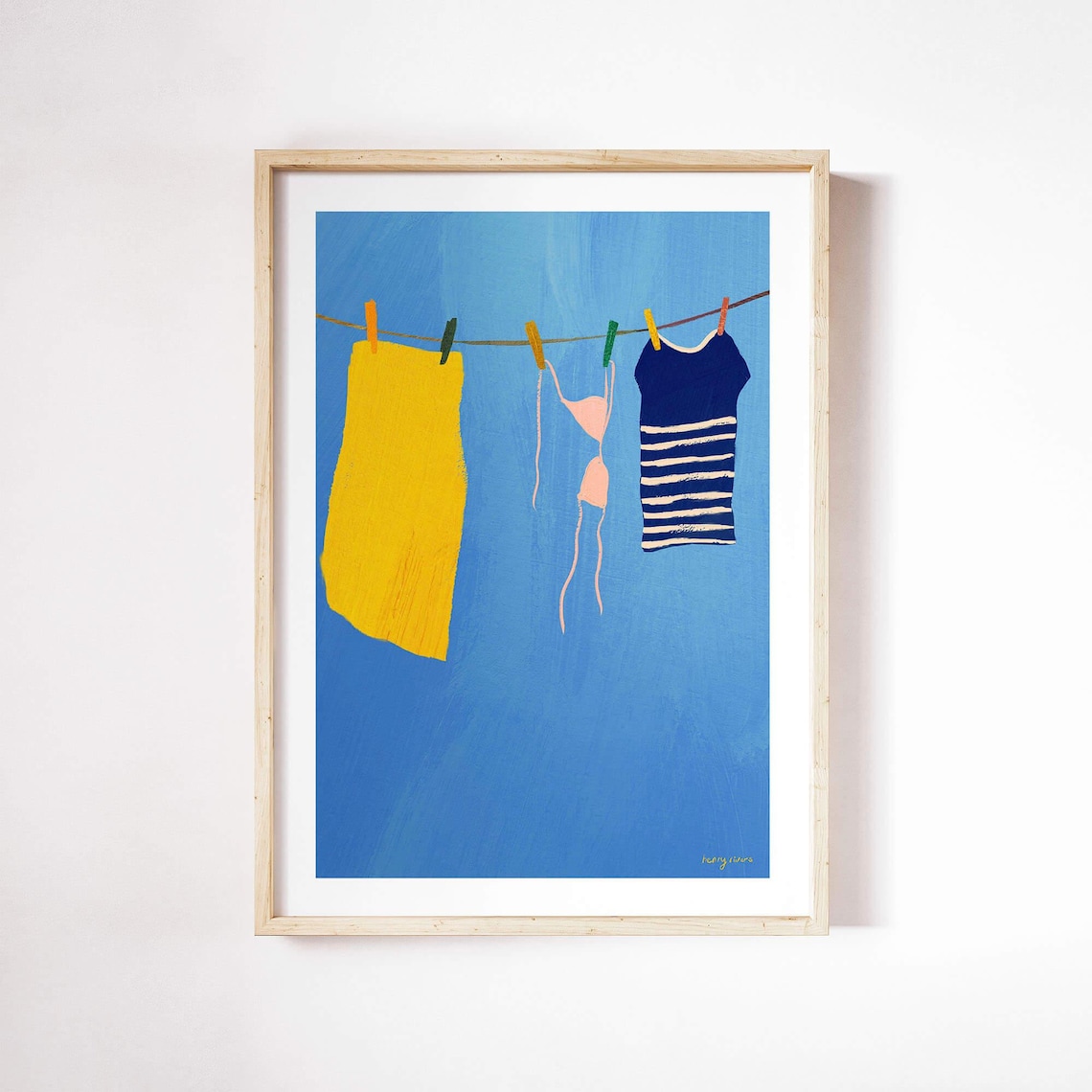 Laundry On Clothes Line Art Print, Henry Rivers