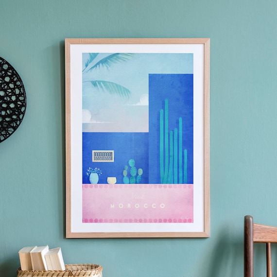Morocco Travel Poster Print, Minimalist Vintage Retro Style