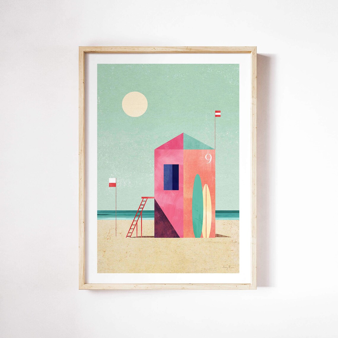 Surf Hut Print by Henry Rivers, Beach Travel Poster