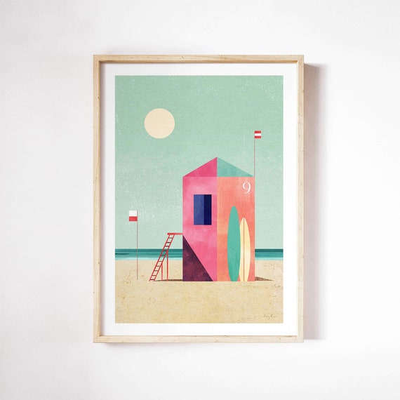 Surf Hut Print by Henry Rivers, Beach Travel Poster
