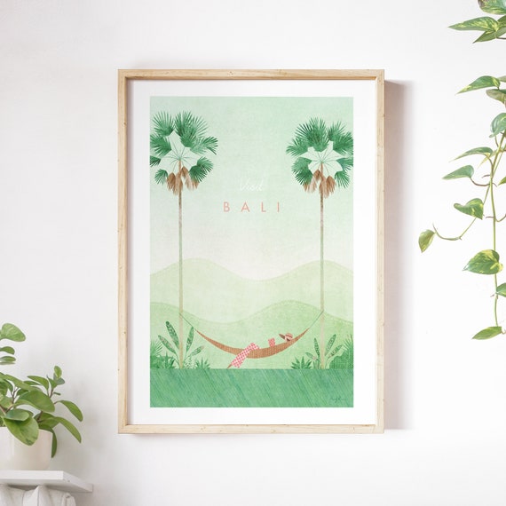 Bali Vintage Travel Poster, Minimalist Wall Art