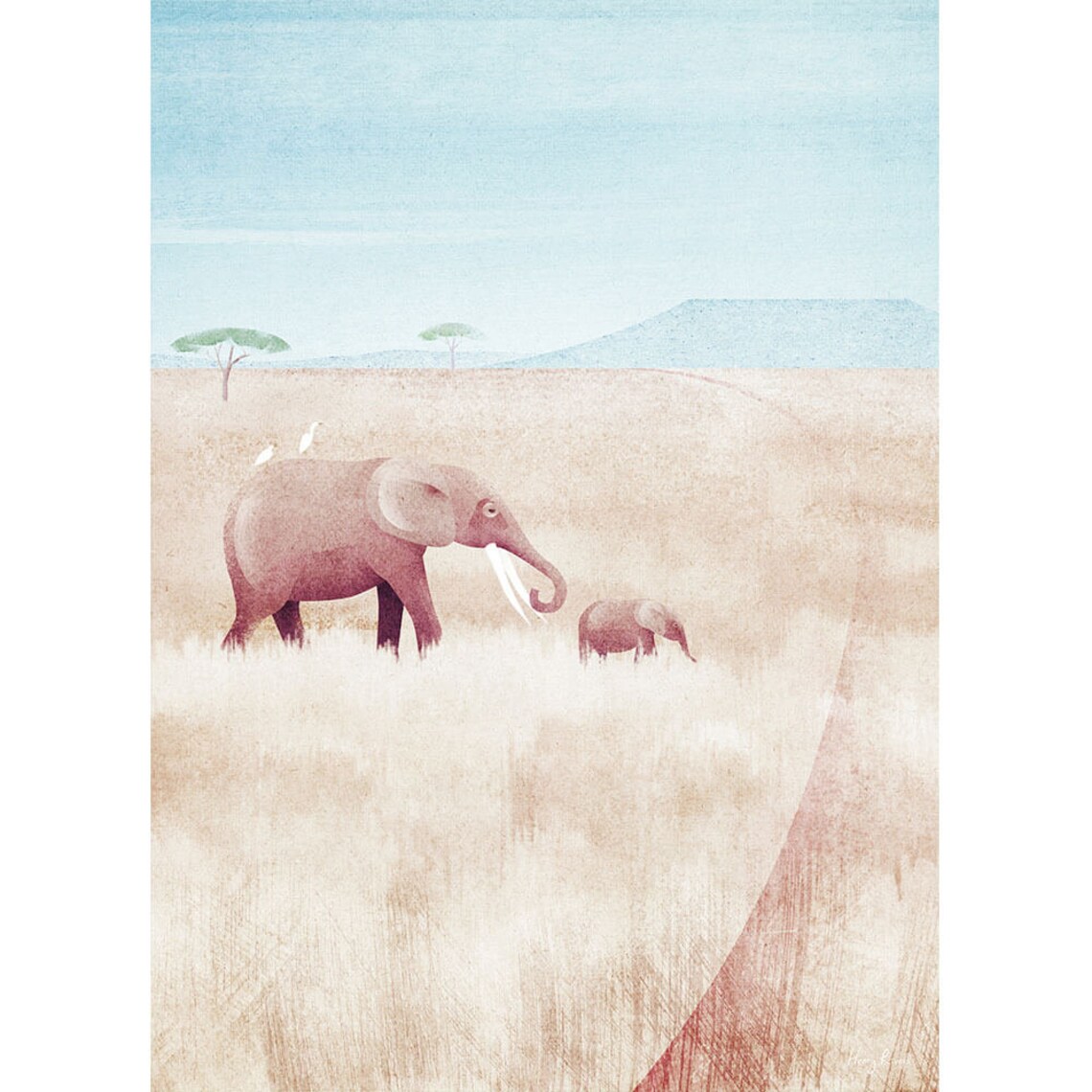 Elephants by Henry Rivers Safari Art Poster - Image 3