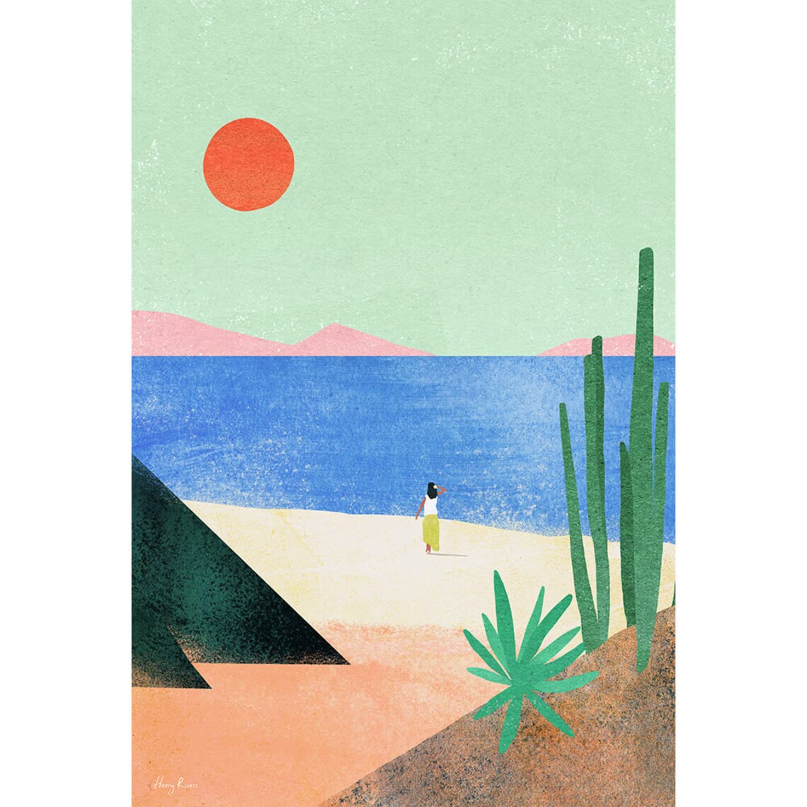 Beach Girl by Henry Rivers, Tropical Landscape Poster - Image 3